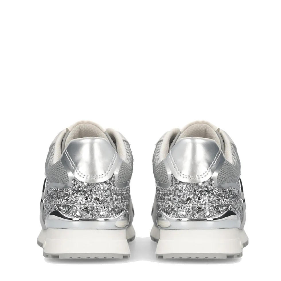 Sneakers Running LIU JO Maxi Wonder Low 02 in Glitter Mesh e Suede Loft Silver
