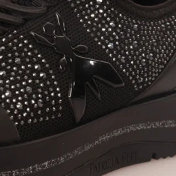 Sneakers Running Slip On PATRIZIA PEPE linea Fly in Tessuto Nero con Strass