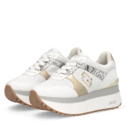 Sneakers Super Platform Donna LIU JO Maxi Wonder Plus 02 Bis in Pelle Traforata Bianca