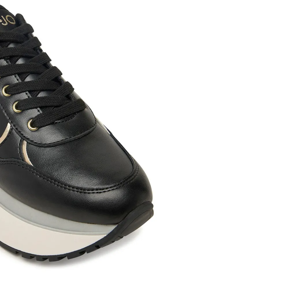 Sneakers Super Platform Donna LIU JO Maxi Wonder Plus 01 in Pelle Nera
