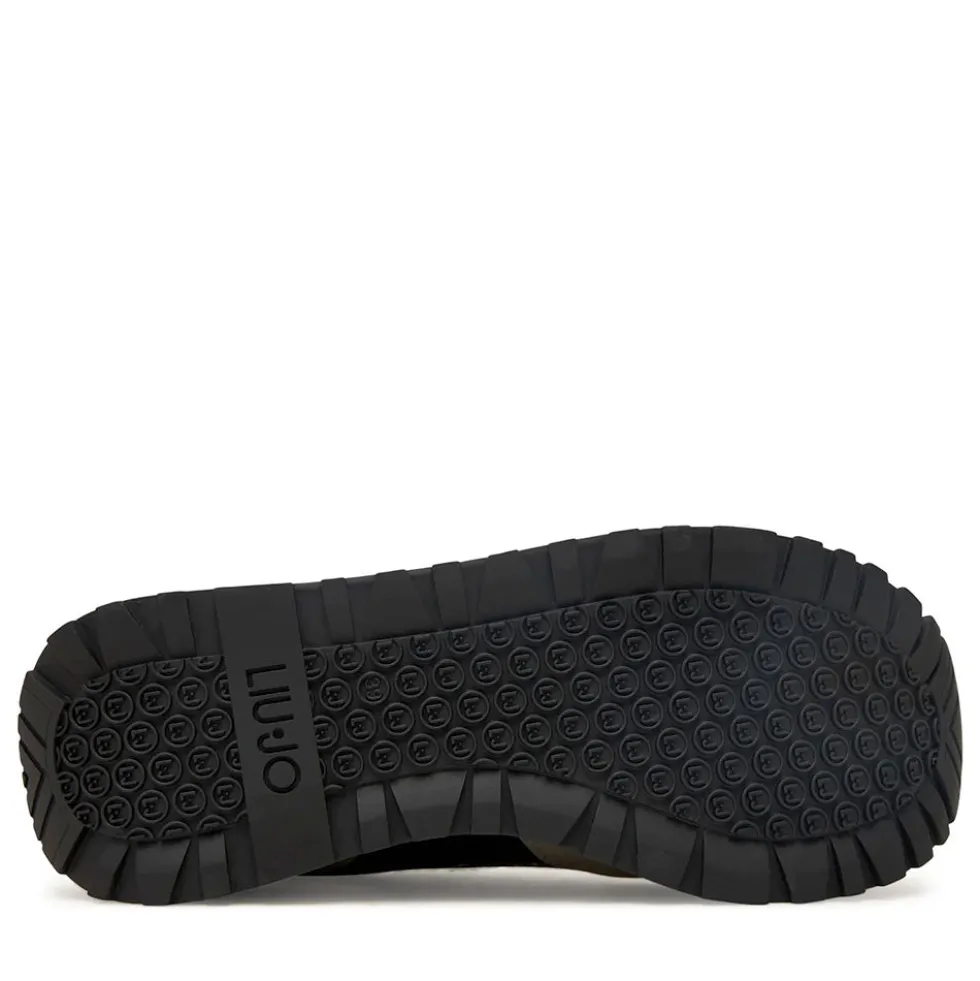 Sneakers Super Platform Donna LIU JO Maxi Wonder Plus 01 in Pelle Suede e Tessuto Rope Black