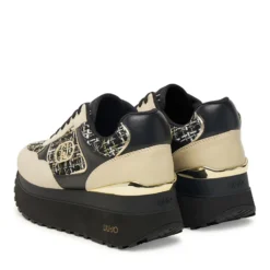 Sneakers Super Platform Donna LIU JO Maxi Wonder Plus 01 in Pelle Suede e Tessuto Rope Black