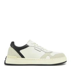 Sneakers Uomo LIU JO Boy 02 in Pelle Bottalata Bianca con Dettaglio Nero