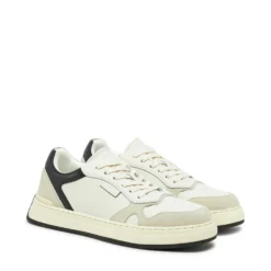 Sneakers Uomo LIU JO Boy 02 in Pelle Bottalata Bianca con Dettaglio Nero