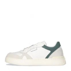 Sneakers Uomo LIU JO Boy 02 in Pelle Bottalata Bianca con Dettaglio Verde