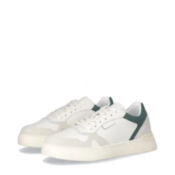Sneakers Uomo LIU JO Boy 02 in Pelle Bottalata Bianca con Dettaglio Verde