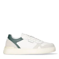 Sneakers Uomo LIU JO Boy 02 in Pelle Bottalata Bianca con Dettaglio Verde