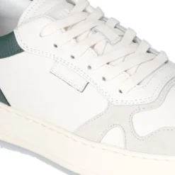 Sneakers Uomo LIU JO Boy 02 in Pelle Bottalata Bianca con Dettaglio Verde