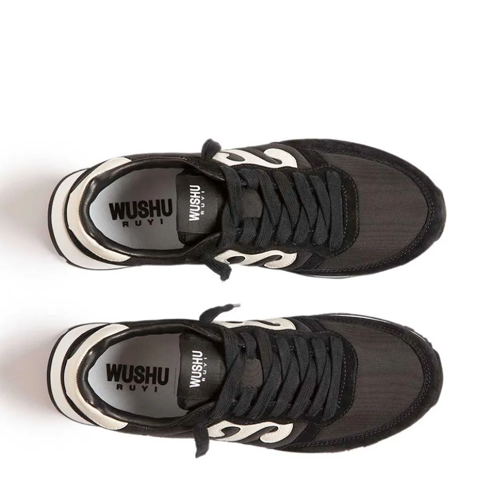 Sneakers Uomo WUSHU RUYI Club 45 in Suede e Nylon Black e White