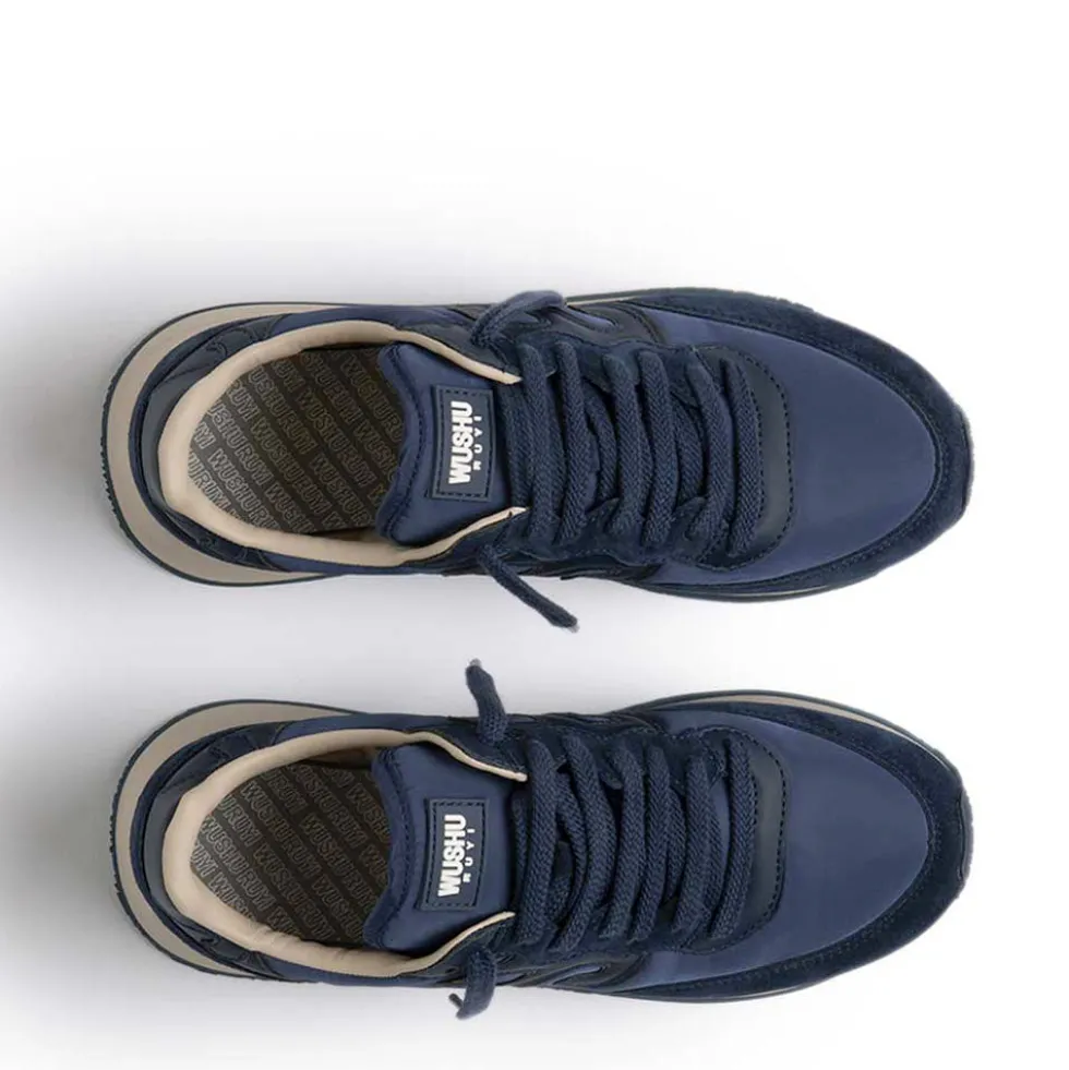Sneakers Uomo WUSHU RUYI Master 663 in Nylon e Suede Deep Blue Pacific Ocean e Gray Whale