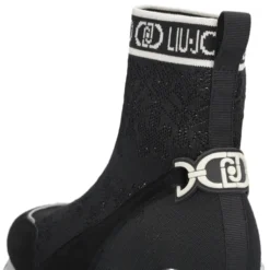 Sock Sneakers Donna LIU JO Maxi Wonder 93 in Tessuto Stretch e Suede Nero