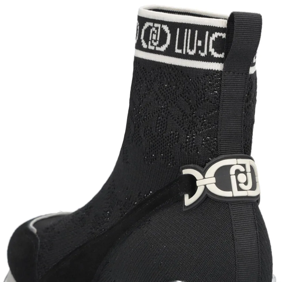 Sock Sneakers Donna LIU JO Maxi Wonder 93 in Tessuto Stretch e Suede Nero