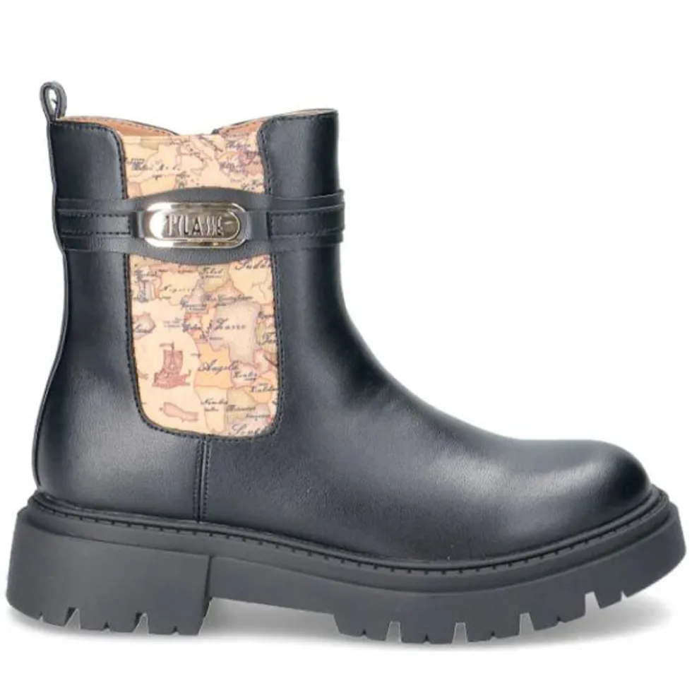 Stivaletti 1A Classe Alviero Martini Neri con Inserto Elastico Geo Beige 2308