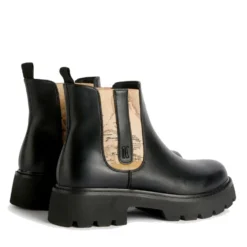 Stivaletti Beatles Donna 1A Classe Alviero Martini in Eco Nappa Nera con Inserto Elastico stampa Geo Classic 1237