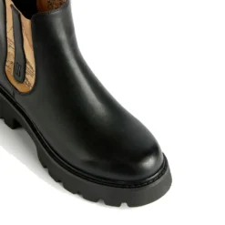 Stivaletti Beatles Donna 1A Classe Alviero Martini in Eco Nappa Nera con Inserto Elastico stampa Geo Classic 1237