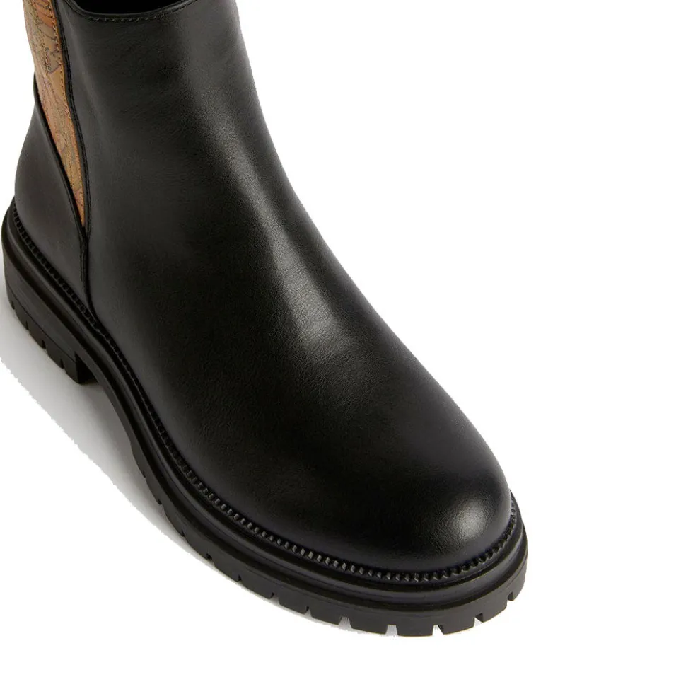Stivaletti Beatles Donna 1A Classe Alviero Martini in Eco Nappa Nera con Inserto Geo Classic 1246