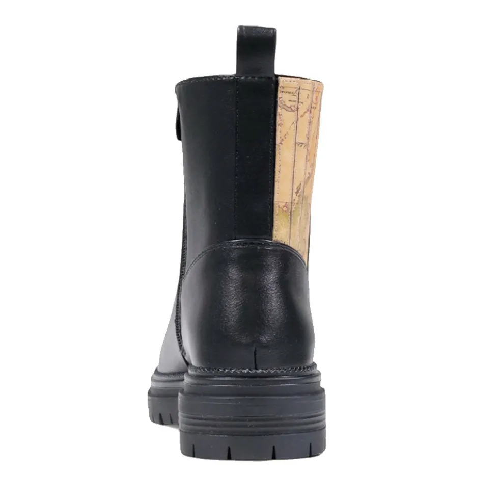 Stivaletti Beatles Donna 1A Classe Alviero Martini in Eco Nappa Nera con Inserto Geo Classic 1246