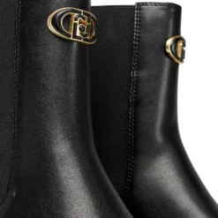 Stivaletti Beatles Donna LIU JO London 02 in Pelle Nera con Inserti Monogram