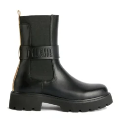 Stivaletti Bikers Donna 1A Classe Alviero Martini in Eco Nappa Nera con Logo 1236