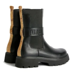 Stivaletti Bikers Donna 1A Classe Alviero Martini in Eco Nappa Nera con Logo 1236