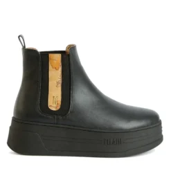 Stivaletti Donna con Zeppa 1A Classe Alviero Martini linea Geo Elevate in Eco Nappa Nera 1211