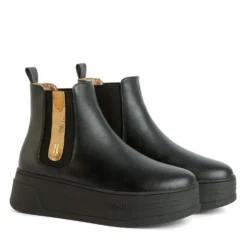 Stivaletti Donna con Zeppa 1A Classe Alviero Martini linea Geo Elevate in Eco Nappa Nera 1211