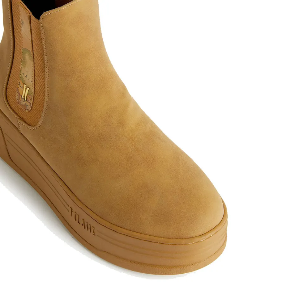 Stivaletti Donna con Zeppa 1A Classe Alviero Martini linea Geo Elevate in Nabuk Beige 1211