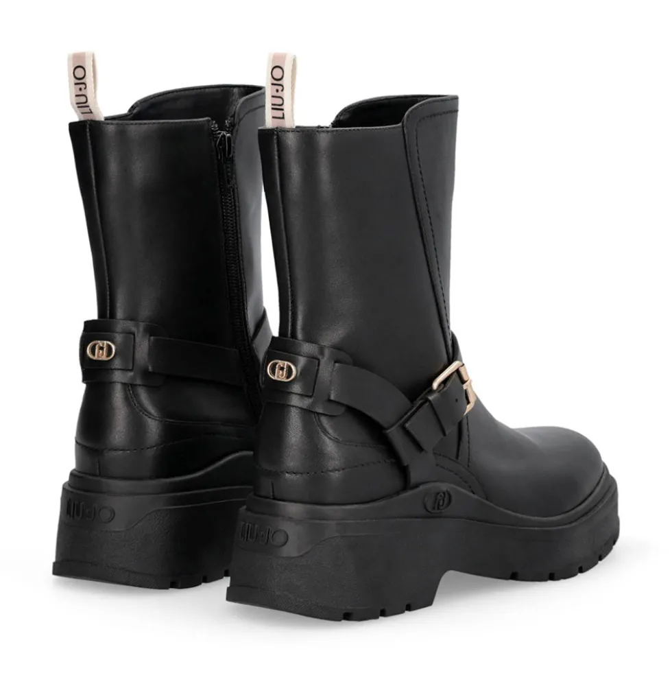 Stivaletti Donna LIU JO Andrea 03 in Pelle Nera con Dettagli Bold