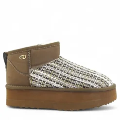 Stivaletti Donna Platform Imbottiti LIU JO Jane 01 in Suede e Tessuto Boucle Marrone
