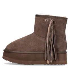 Stivaletti Donna Platform Imbottiti LIU JO Jane 09 in Suede color Ebano con Frange