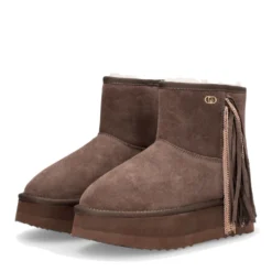 Stivaletti Donna Platform Imbottiti LIU JO Jane 09 in Suede color Ebano con Frange