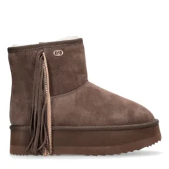 Stivaletti Donna Platform Imbottiti LIU JO Jane 09 in Suede color Ebano con Frange