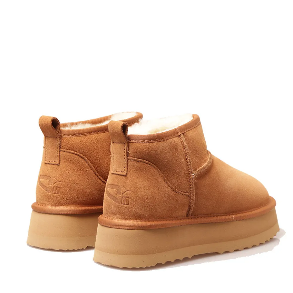 Stivaletti Imbottiti Platform S by MASSIMO SANTINI linea Pamila in Velour color Cammello