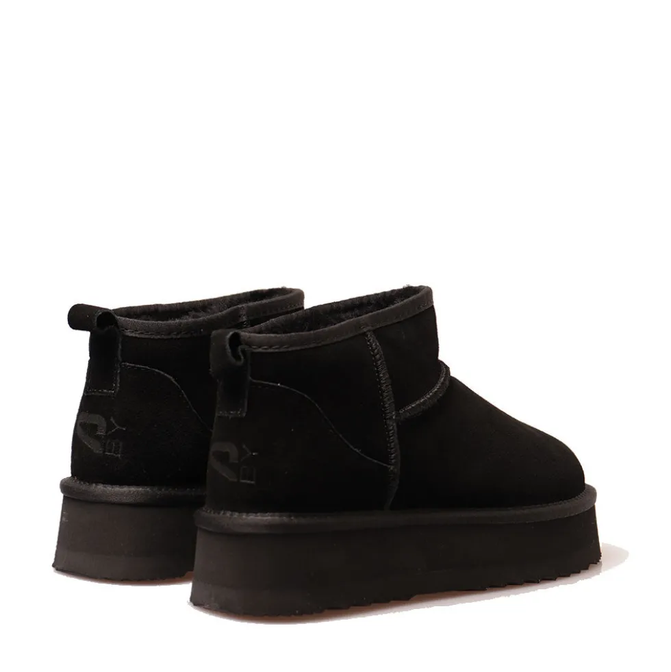 Stivaletti Imbottiti Platform S by MASSIMO SANTINI linea Pamila in Velour Nero