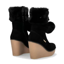Stivali Donna Imbottiti con Zeppa LIU JO Rania 01 in Suede Nero con Pon Pon