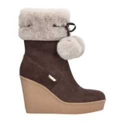 Stivali Donna Imbottiti con Zeppa LIU JO Rania 01 in Suede Marrone con Pon Pon