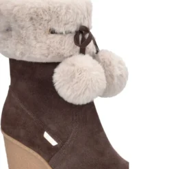 Stivali Donna Imbottiti con Zeppa LIU JO Rania 01 in Suede Marrone con Pon Pon