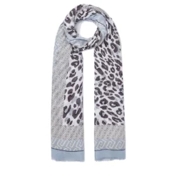 Stola Donna 90 x 180 cm LIU JO in Modal stampa Animalier Dusty Blue