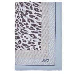 Stola Donna 90 x 180 cm LIU JO in Modal stampa Animalier Dusty Blue