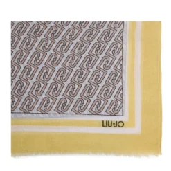 Stola Donna 70 x 180 cm LIU JO in Tessuto Giallo stampa LJ All Over