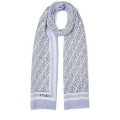 Stola Donna 70 x 180 cm LIU JO in Tessuto Denim Chiaro stampa LJ All Over