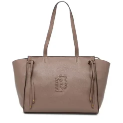 Tote Bag Large Donna LIU JO effetto Bottalato Marrone con Logo Ricamato