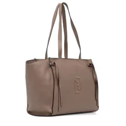 Tote Bag Large Donna LIU JO effetto Bottalato Marrone con Logo Ricamato