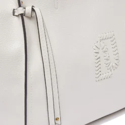 Tote Bag Large Donna LIU JO effetto Bottalato color Crema con Logo Ricamato