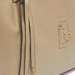 Tote Bag Large Donna LIU JO effetto Bottalato color Fango con Logo Ricamato