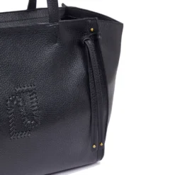 Tote Bag Large Donna LIU JO effetto Bottalato Nero con Logo Ricamato