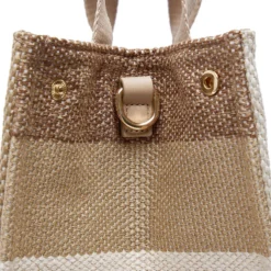 Tote Bag Large LIU JO in Canvas a Righe color Sabbia