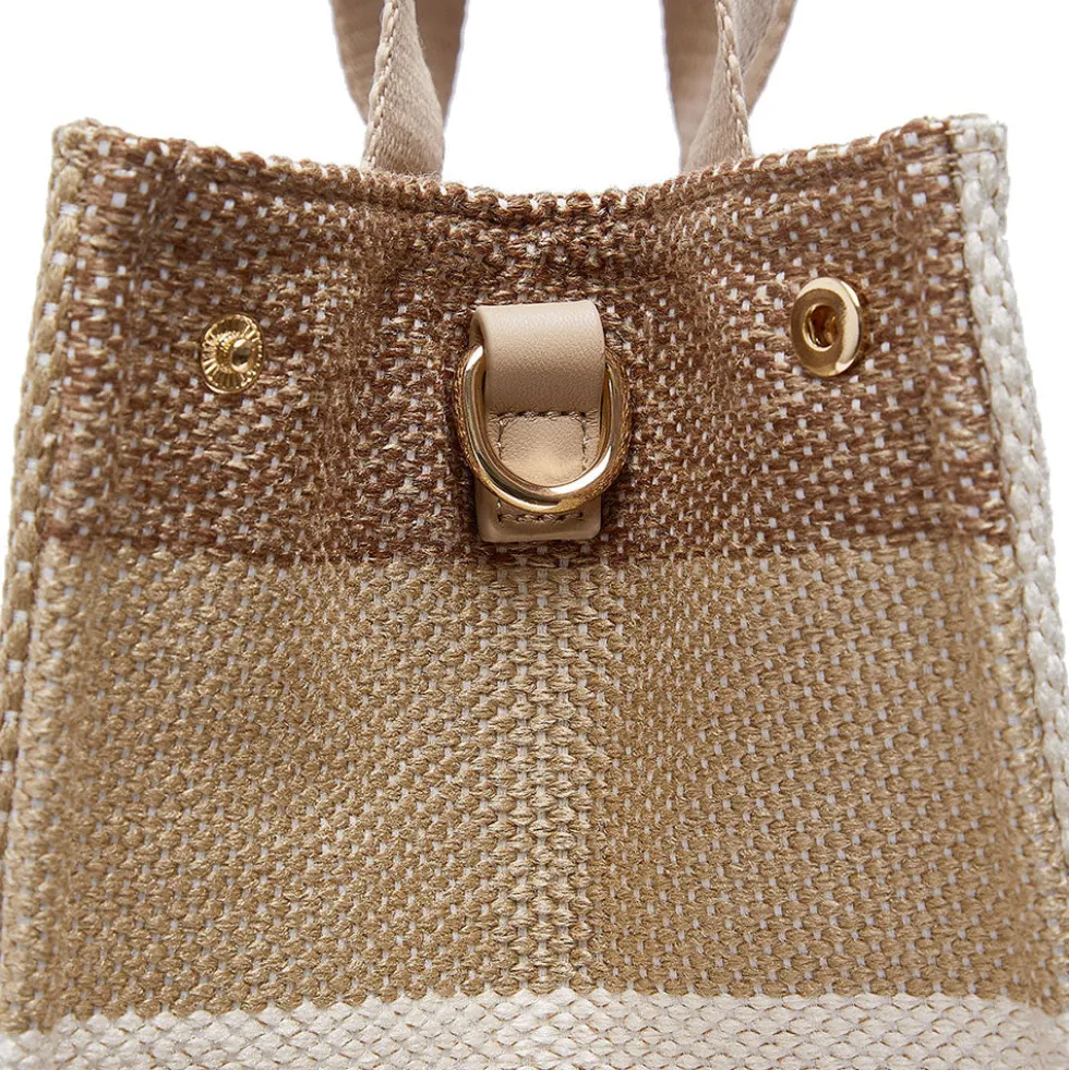 Tote Bag Large LIU JO in Canvas a Righe color Sabbia