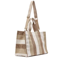 Tote Bag Large LIU JO in Canvas a Righe color Sabbia