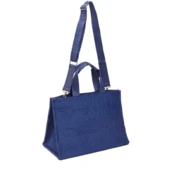 Tote Bag Large LIU JO in Maglia Blu Scuro con Logo Jacquard